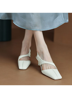 Retro Square Toe Kitten Heel Sandals For Women