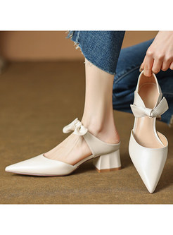 Bow-Embellished Pointed Toe Women Sandals
