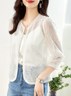 Transparent Lace Sequined Women Tops