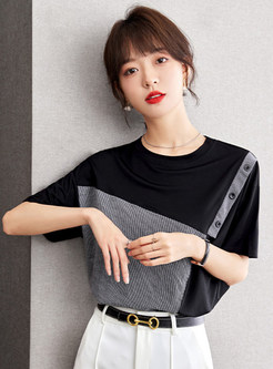 Loose Patchwork T Shirts For Women