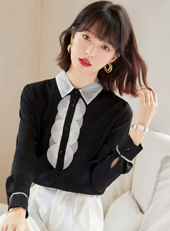 Business Button Up Patch Women Tops