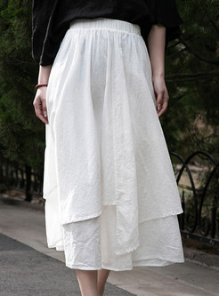 Slouchy Linen Double Layers Skirts