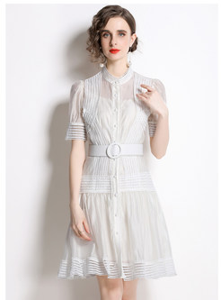 Romance Single-Breasted White Dresses