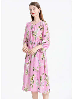 Classy Silk-Blend Floral Dresses
