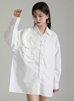Loose 3D Flower Detailed T Shirts Dresses
