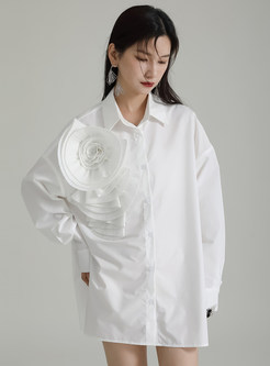 Loose 3D Flower Detailed T Shirts Dresses