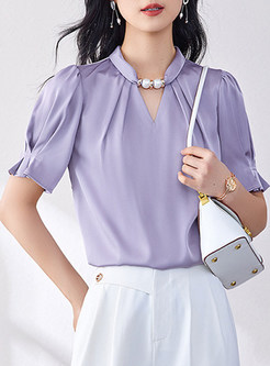 Business Cutout Smocked Women Tops