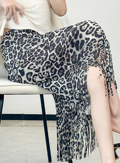 Fashion Leopard Print Fringes Skirts