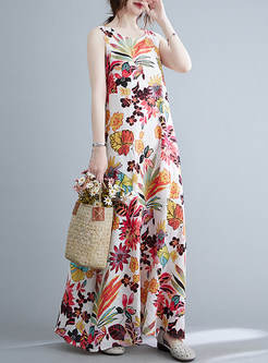 Summer Sleeveless Linen Long Dresses