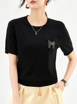 Thin Letter Knit Tops For Women