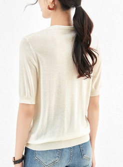 Thin Letter Knit Tops For Women