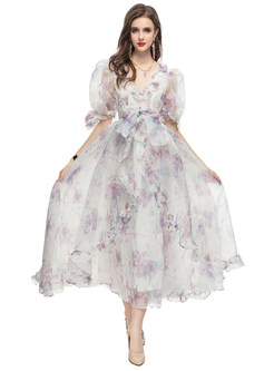 Glamorous Mesh Big Hem Floral Dresses