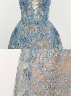 Transparent Mesh Sequined Tube Top Dresses