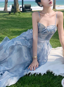 Resort Purfle Printed Long Dresses
