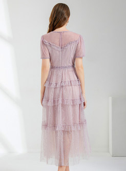 Glamorous Mesh Pleated Layer Frill Dresses