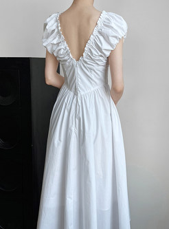 Romantic V-Neck Backless Long Dresses