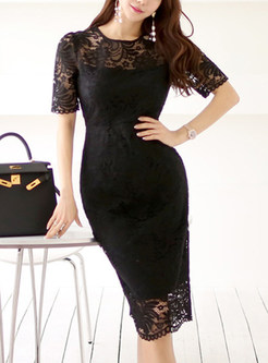 Sexy Lace Pencil Dresses With Sleeves