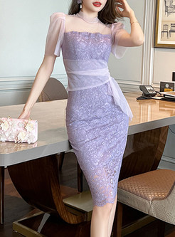 Glamorous Mesh Patch Lace Bodycon Dresses