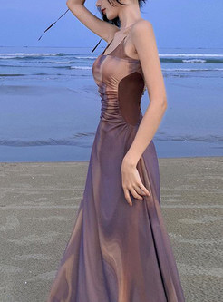 Beach Waisted Smocked Printed Long Dresses