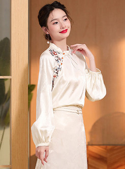 Vintage Embroidered Women's Tang Attire Tops