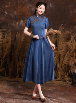 Vintage Embroidered Cheongsam Style Dresses