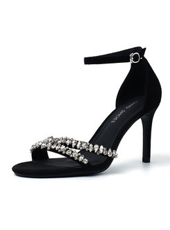 Classy Rhinestones Heel Sandal For Women