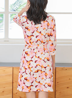 Chic Cherry Blossom Print Sheath Dresses