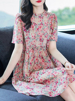 Pretty Distored Selvedge Silk Floral Dresses