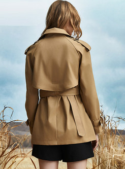 Classy Double-Breasted Cropped Trench Coat For Women 