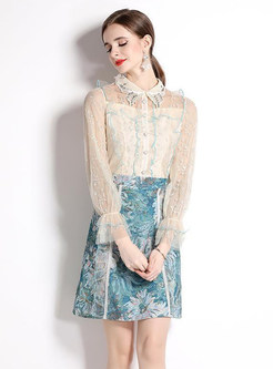 Classy Mesh Beaded Blouses & Embroidered Skirts