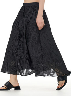 Boxy Elastic Waist Cutout Midi Skirts
