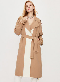 Fashion Contrasting Tie Strap Trench Coats Women