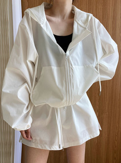 Relaxed Hooded Dual Pocket Women Tops & Shorts