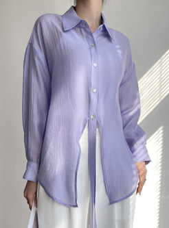 Relaxed Ribbon Single-Breasted Women Blouses