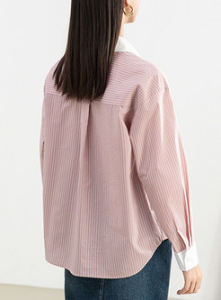 Work Patch Striped Ladies Blouses