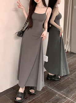 Sexy Solid Color Cami Maxi Dresses