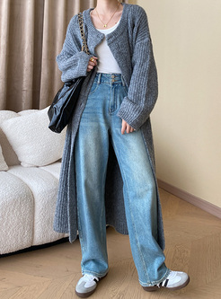 Asymmetric Placket Long Cardigan Outwear Women