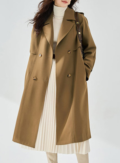 Draped Spliced Leather Trench Coat Women