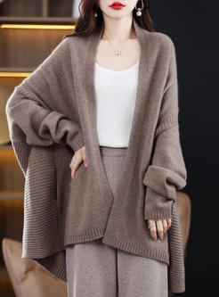 Warm Wool Batwing Sleeve Women Cardigan Outwear