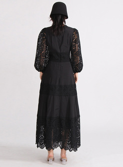 Elegant Lace Hollow Maxi Dresses