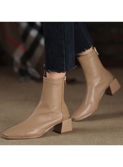 Fashion Block Heel Zip Womens Boots