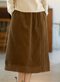 New Corduroy Elastic Waist Skirts