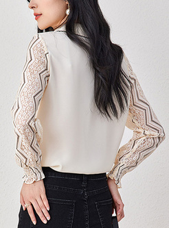 Classy Bow Tie Collar Lace Women Blouses