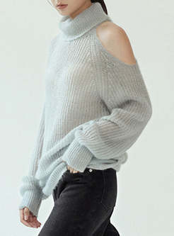 Open Shoulder Mohair Women Sweaters