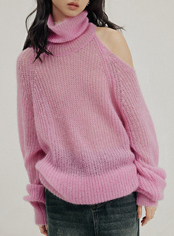 Open Shoulder Mohair Women Sweaters