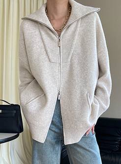 Oversized-Fit Double Zipper Knitted Cardigans