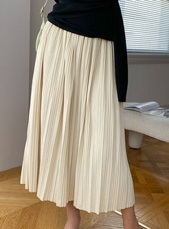 Stylish Elastic Waist Pleated Skirts