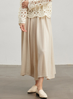 New Wool Blend Long Pleated Skirts