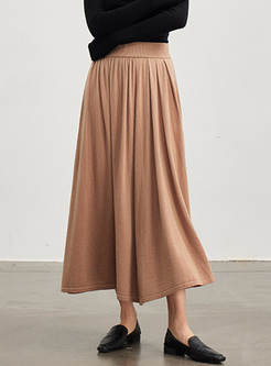 New Wool Blend Long Pleated Skirts