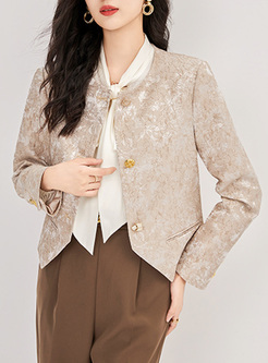 Elegant Jacquard Textured Women Short Coats